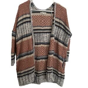 American eagle boho blue white brown woven cardigan